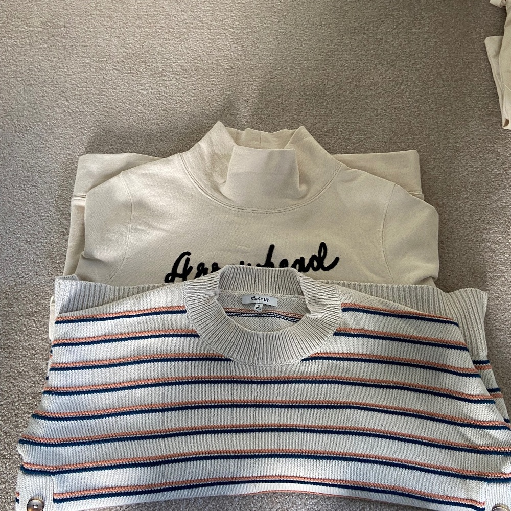 2 Madewell Tops- sweater and sweatshirt M